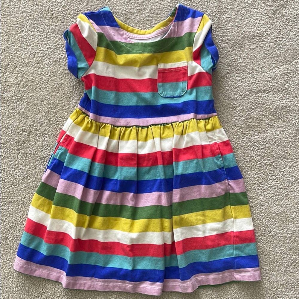 Boden Red and Orange Flutter Sleeve A-Line Sundress